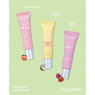Glossy Balm Hidratante Labial Óleo de Avocado HB-8222 Ruby Rose